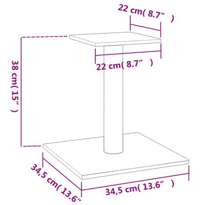 vidaXL nagu asināšanas stabs ar platformu, gaiši pelēks, 38 cm