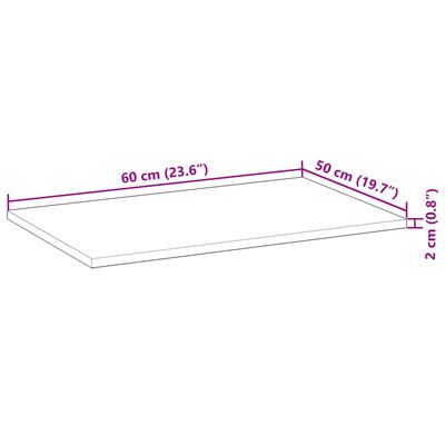 vidaXL galda virsma, 60x50x2 cm, neapstrādāts akācijas masīvkoks