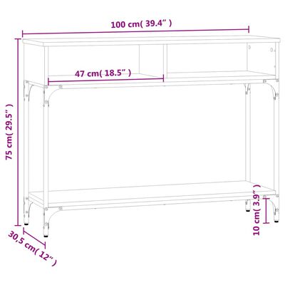 vidaXL kafijas galdiņš, ozolkoka, 100x30,5x75 cm, inženierijas koks
