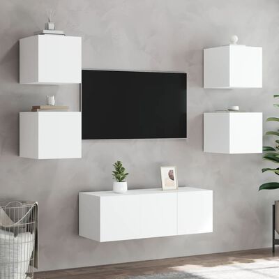 vidaXL TV galdiņi ar LED lampiņām, 2 gab., balti, 30,5x35x30 cm