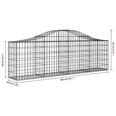 vidaXL arkveida gabiona grozi, 9 gb., 200x30x60/80 cm, cinkota dzelzs