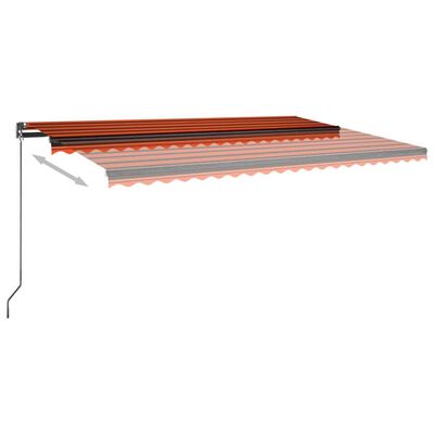 vidaXL izvelkama markīze, LED, vēja sensors, oranži brūna, 500x300 cm