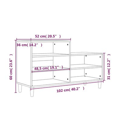 vidaXL apavu plaukts, balts, 102x36x60 cm, inženierijas koks