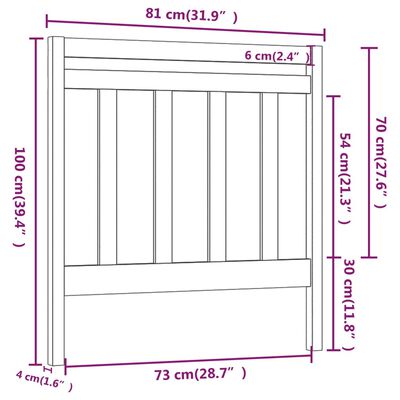 vidaXL gultas galvgalis, 81x4x100 cm, priedes masīvkoks