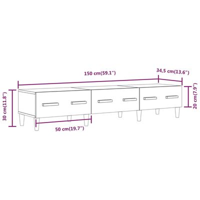 vidaXL TV skapītis, ozolkoka krāsa, 150x34,5x30 cm, inženierijas koks