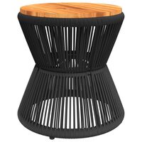 vidaXL kafijas galdiņš ar stiepļu pamatni, melns, Ø 45x44 cm, akācija