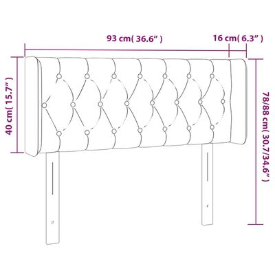 vidaXL gultas galvgalis ar LED, 93x16x78/88 cm, tumši pelēks audums