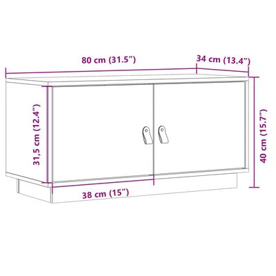 vidaXL TV skapītis, pelēks, 80x34x40 cm, priedes masīvkoks