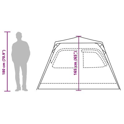 vidaXL kempinga telts 4 personām, kupola forma, zaļa