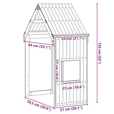 vidaXL bērnu gultas jumts, 55x84x132 cm, priedes masīvkoks