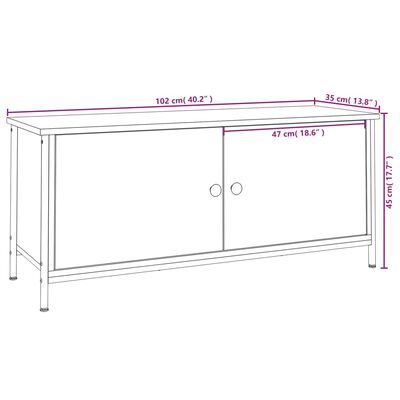 vidaXL TV skapītis ar durvīm, ozola, 102x35x45 cm, inženierijas koks