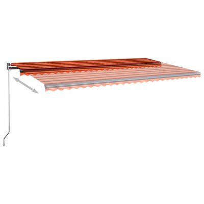 vidaXL izvelkama markīze, LED, vēja sensors, oranži brūna, 600x350 cm