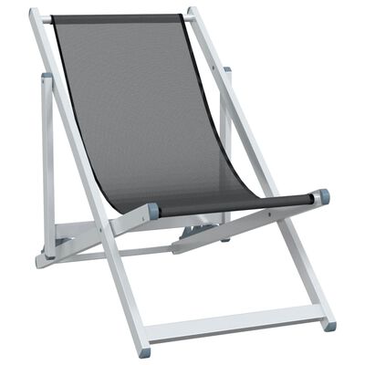 vidaXL pludmales krēsli, 2 gab., alumīnijs, tekstilēns, pelēki