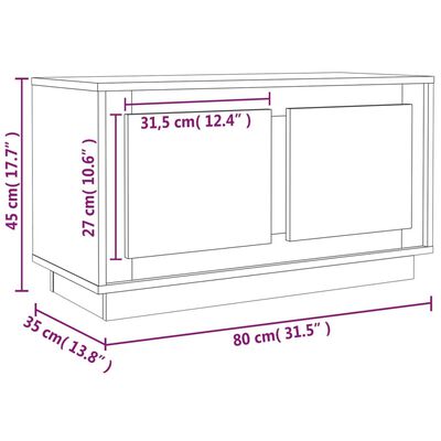 vidaXL TV plaukts, pelēka ozola, 80x35x45 cm, inženierijas koks