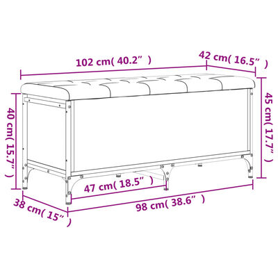 vidaXL uzglabāšanas sols, ozolkoka, 102x42x45 cm, inženierijas koks