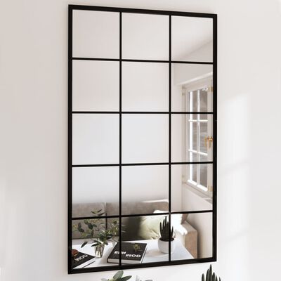 vidaXL sienas spogulis, melns, 100x60 cm, metāls