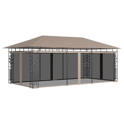 vidaXL dārza nojume ar moskītu tīklu, 6x3x2,73 m, 180g/m², pelēkbrūna