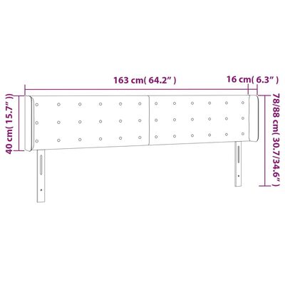 vidaXL gultas galvgalis ar LED, 163x16x78/88 cm, tumši pelēks audums