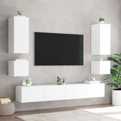 vidaXL TV galdiņš ar LED lampiņām, balti, 40,5x35x40 cm