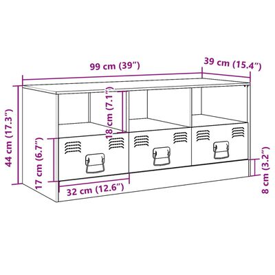 vidaXL TV skapītis, 99x39x44 cm, tērauds, antracītpelēks