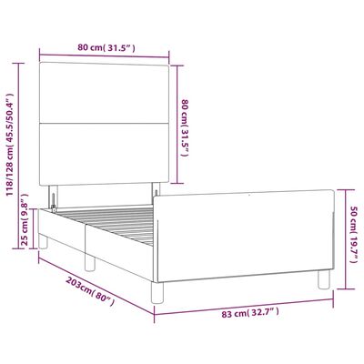 vidaXL gultas rāmis ar galvgali, pelēks, 80x200 cm, mākslīgā āda