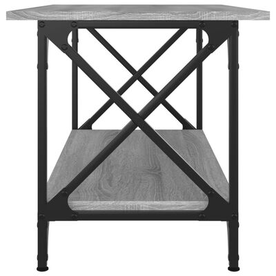 vidaXL kafijas galdiņš, pelēks, 80x45x45 cm,inženierijas koks, dzelzs