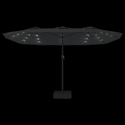 vidaXL saulessargs ar 2 jumtiņiem un LED, 449x245 cm, antracītpelēks