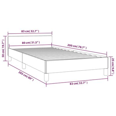 vidaXL gultas rāmis ar galvgali, tumši brūns, 80x200 cm, audums