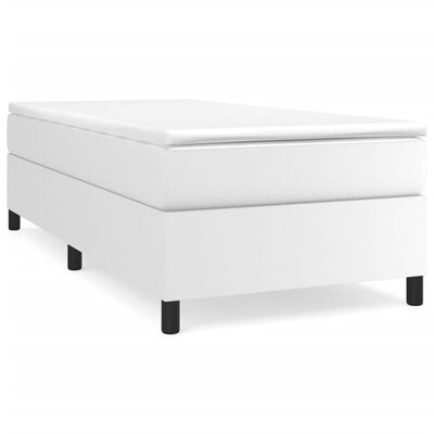 vidaXL gultas rāmis, balts, 90x190 cm, mākslīgā āda