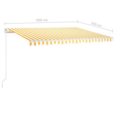 vidaXL izvelkama markīze ar kātiem, 4,5x3,5 m, manuāla, dzelteni balta