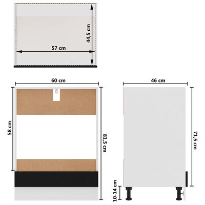 vidaXL plīts plaukts, melns, 60x46x81,5 cm, inženierijas koks