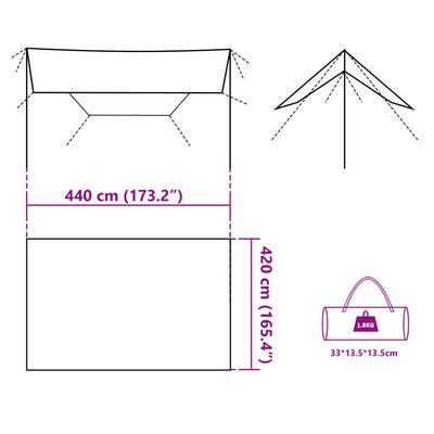 vidaXL kempinga tents, pelēka, oranža, 420x440 cm, ūdensizturīga