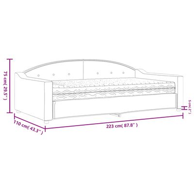 vidaXL dīvāngulta ar matraci, krēmkrāsas audums, 100x200 cm