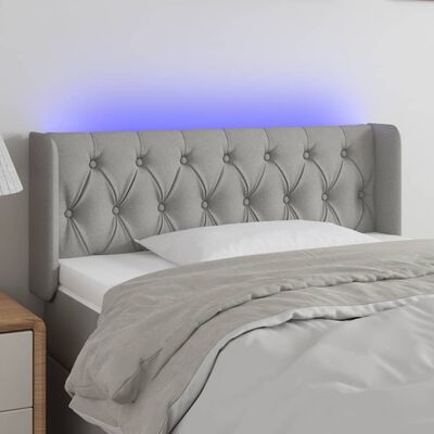 vidaXL gultas galvgalis ar LED, 93x16x78/88 cm, gaiši pelēks audums