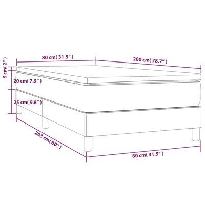 vidaXL atsperu gultas rāmis ar matraci, krēmkrāsas, 80x200 cm, audums