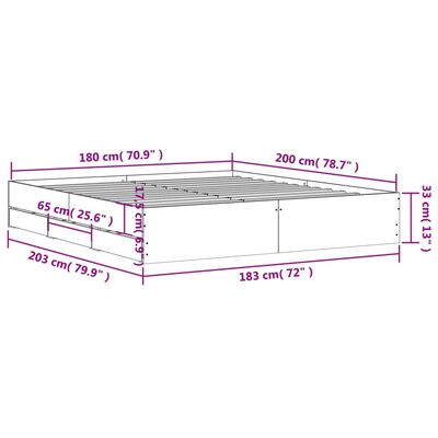 vidaXL gultas rāmis ar atvilktnēm, ozola, 180x200cm, inženierijas koks