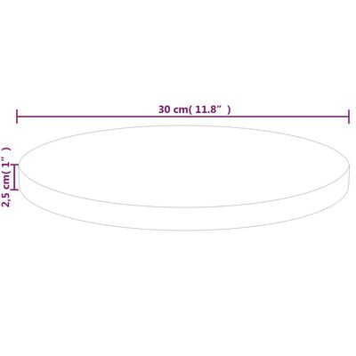 vidaXL apaļa galda virsma, Ø30x2,5 cm, neapstrādāts ozola masīvkoks