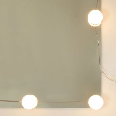 vidaXL spoguļgaldiņš ar LED, balts, 90x42x132,5 cm