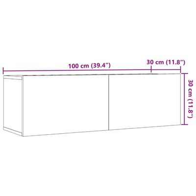 vidaXL sienas TV skapīši, 2 gab., koka krāsa, 100x30x30 cm