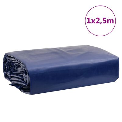 vidaXL brezenta pārklājs, zils, 1x2,5 m, 650 g/m²