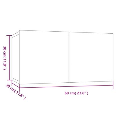 vidaXL sienas TV skapītis, pelēka ozola, 60x30x30cm, inženierijas koks