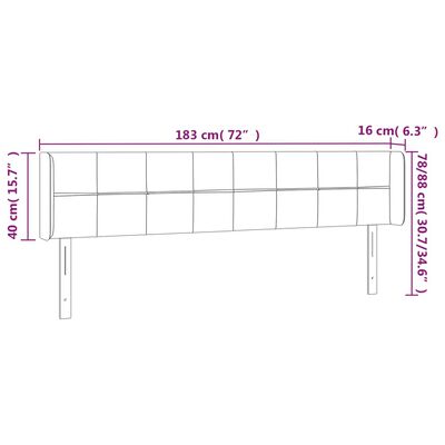 vidaXL gultas galvgalis ar LED, 183x16x78/88 cm, melns samts