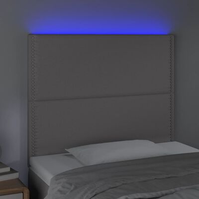 vidaXL gultas galvgalis ar LED, 90x5x118/128 cm, pelēks mākslīgā āda