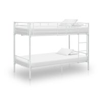 vidaXL divstāvu gulta, balts metāls, 90x200 cm