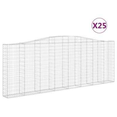 vidaXL arkveida gabiona grozi, 25gb., 400x30x140/160cm, cinkota dzelzs