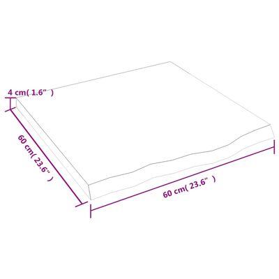 vidaXL vannasistabas letes virsma, 60x60x(2-4)cm, apstrādāts masīvkoks