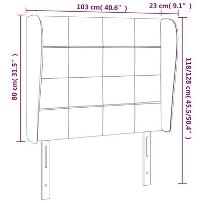 vidaXL galvgalis ar malām, 103x23x118/128 cm, tumši pelēks audums