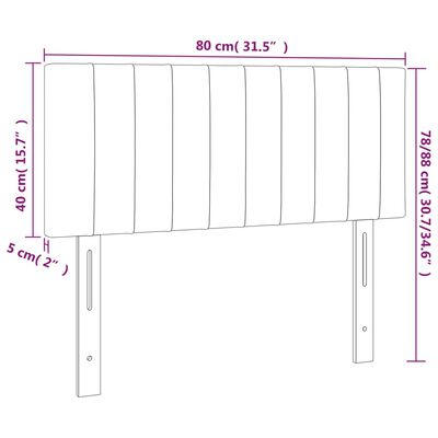 vidaXL gultas galvgalis ar LED, 80x5x78/88 cm, pelēkbrūns audums