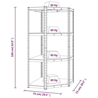 vidaXL 4-līmeņu plaukti, 5 gab., sudrabains tērauds, inženierijas koks