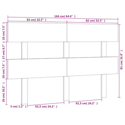 vidaXL gultas galvgalis, 164x3x81 cm, priedes masīvkoks